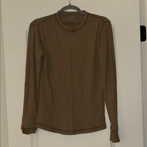 Old Navy Men's Brown Thermal/Waffle Long-Sleeve Crew Neck Sweater